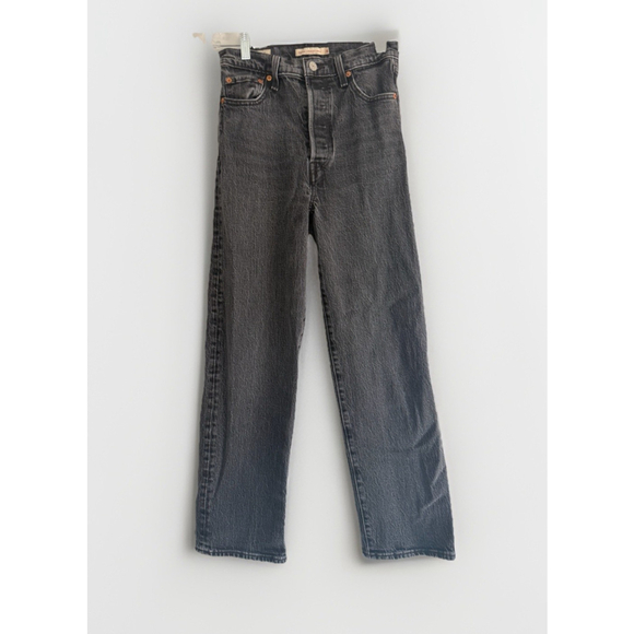 Levi's Denim - Levi’s Washed Black Ribcage Ankle Straight Leg Cropped Denim Jeans Women’s 26